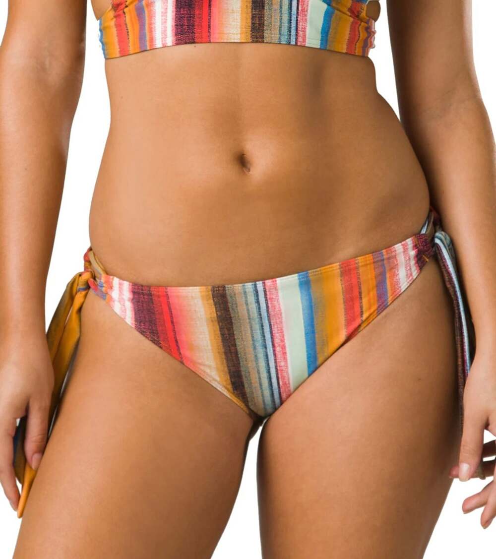 PrAna Sz Medium Baja Stripe Atalia Swim Side Tie Adjustable Bikini Bottom N14-3
